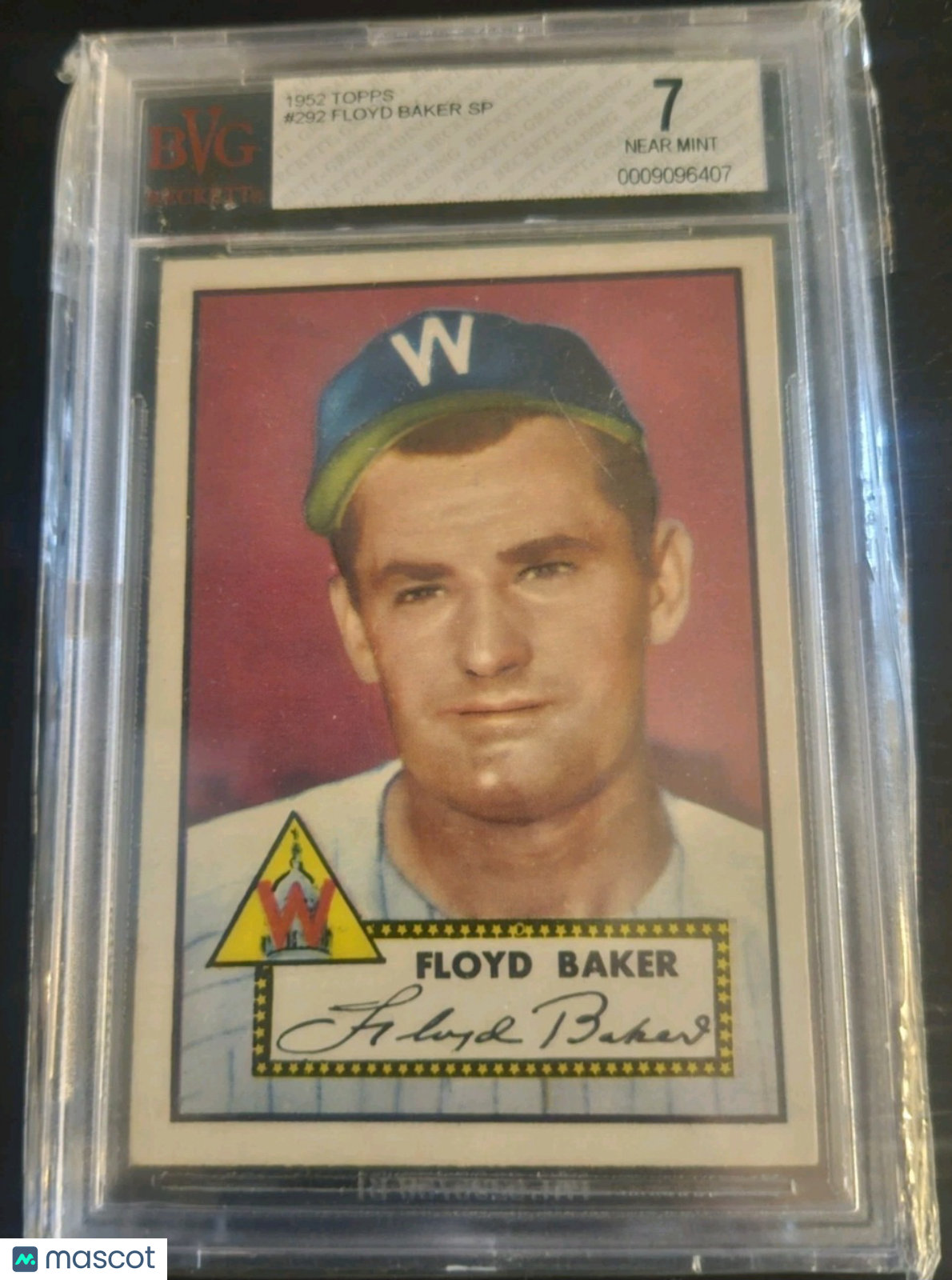 1952 Topps Floyd Baker SP #292 BVG 7