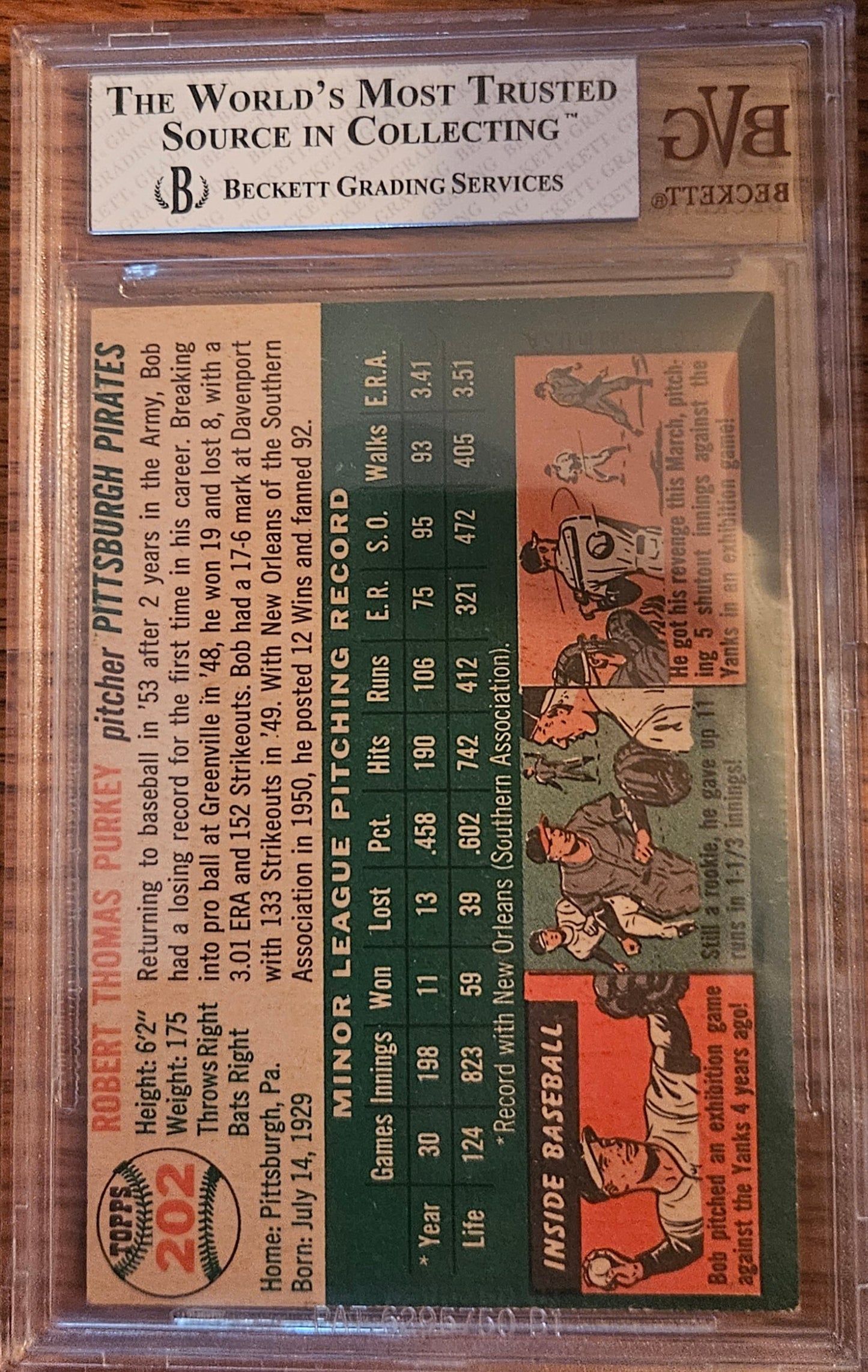 1954 Topps Bob Purkey #202 BVG 7.5