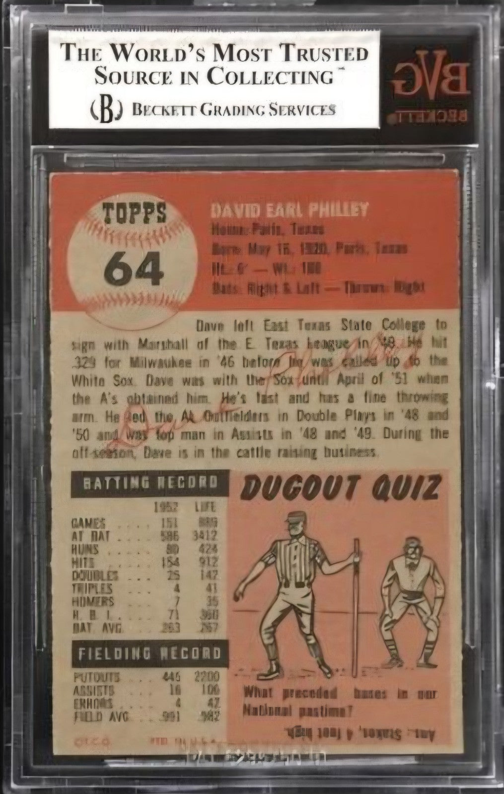 1953 Topps Dave Philley #64 Bvg 7