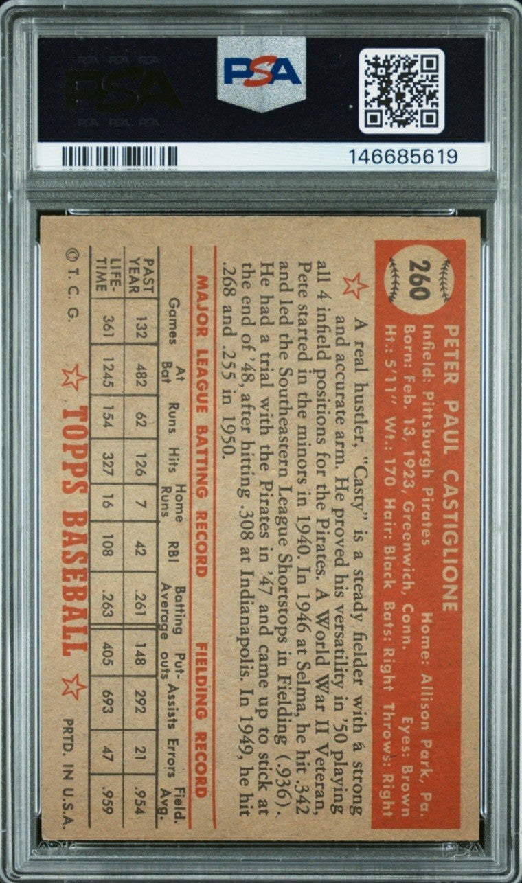 1952 Topps - Pete Castiglione #260 Psa 5