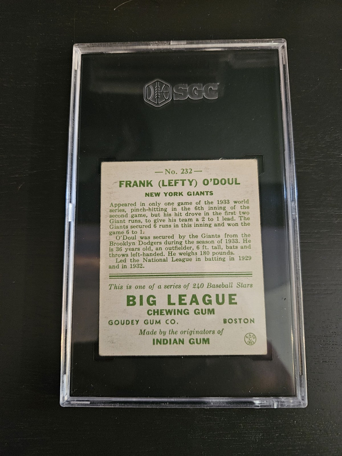 1933 Goudey Lefty ODoul #232 SGC 4.5