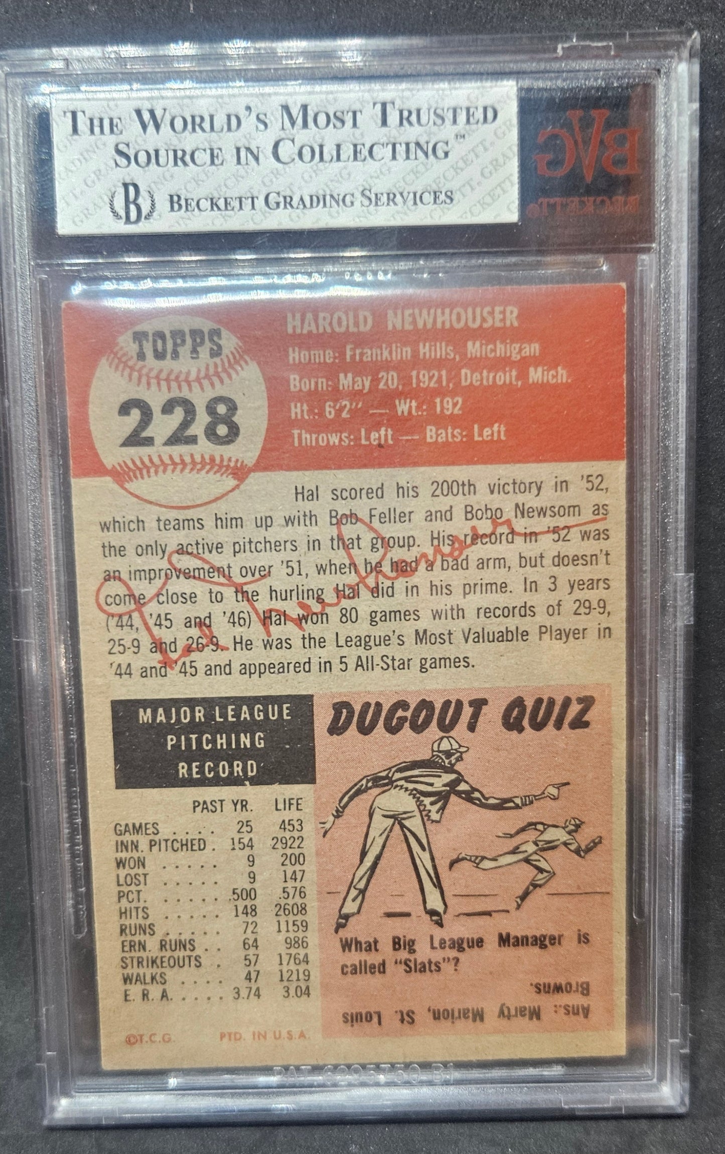 1953 Topps Hal Newhouser #228 BVG 7