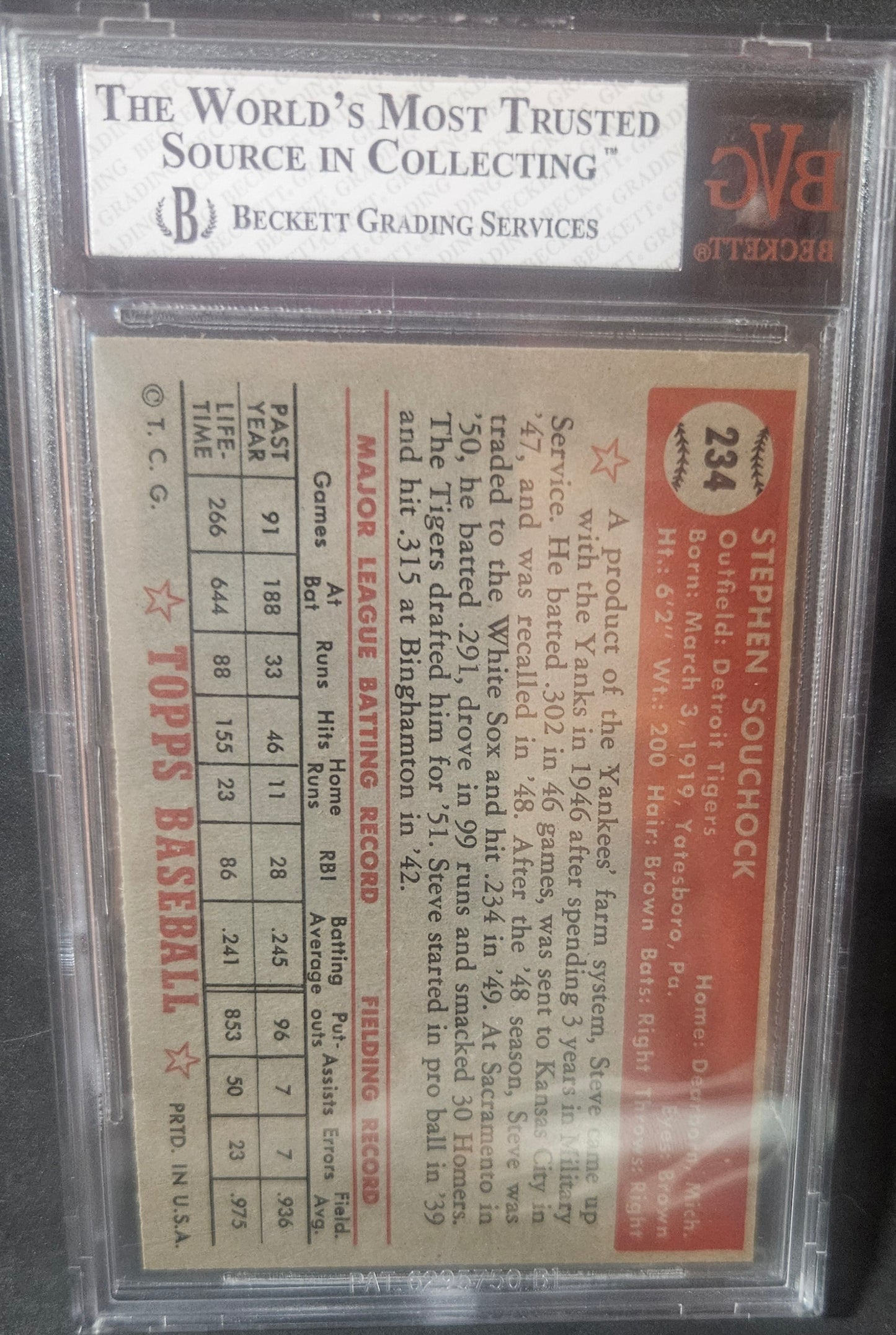 1952 Topps Steve Souchock #234 Rookie BVG 7