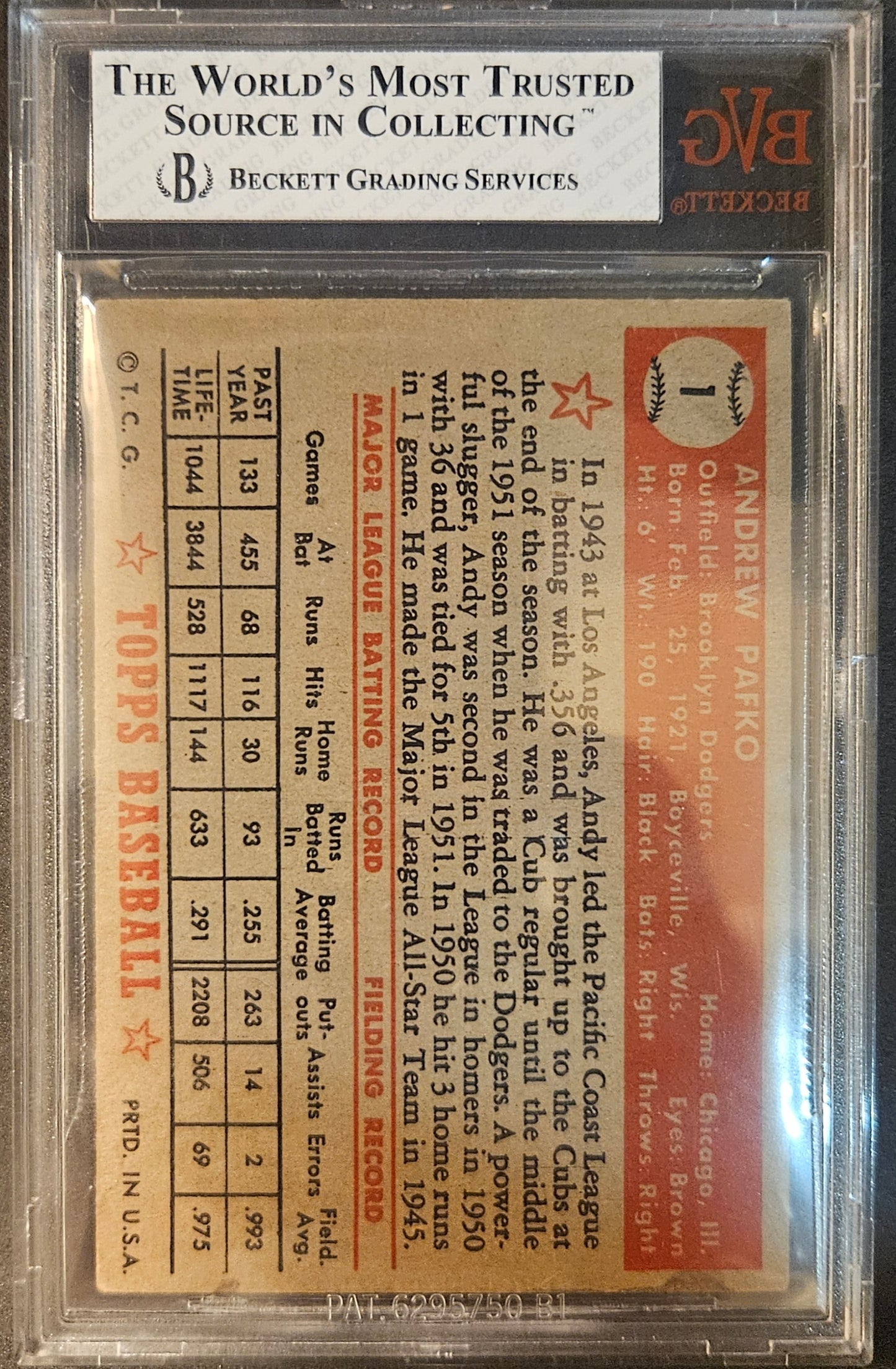 1952 Topps Andy Pafko #1 BVG 5