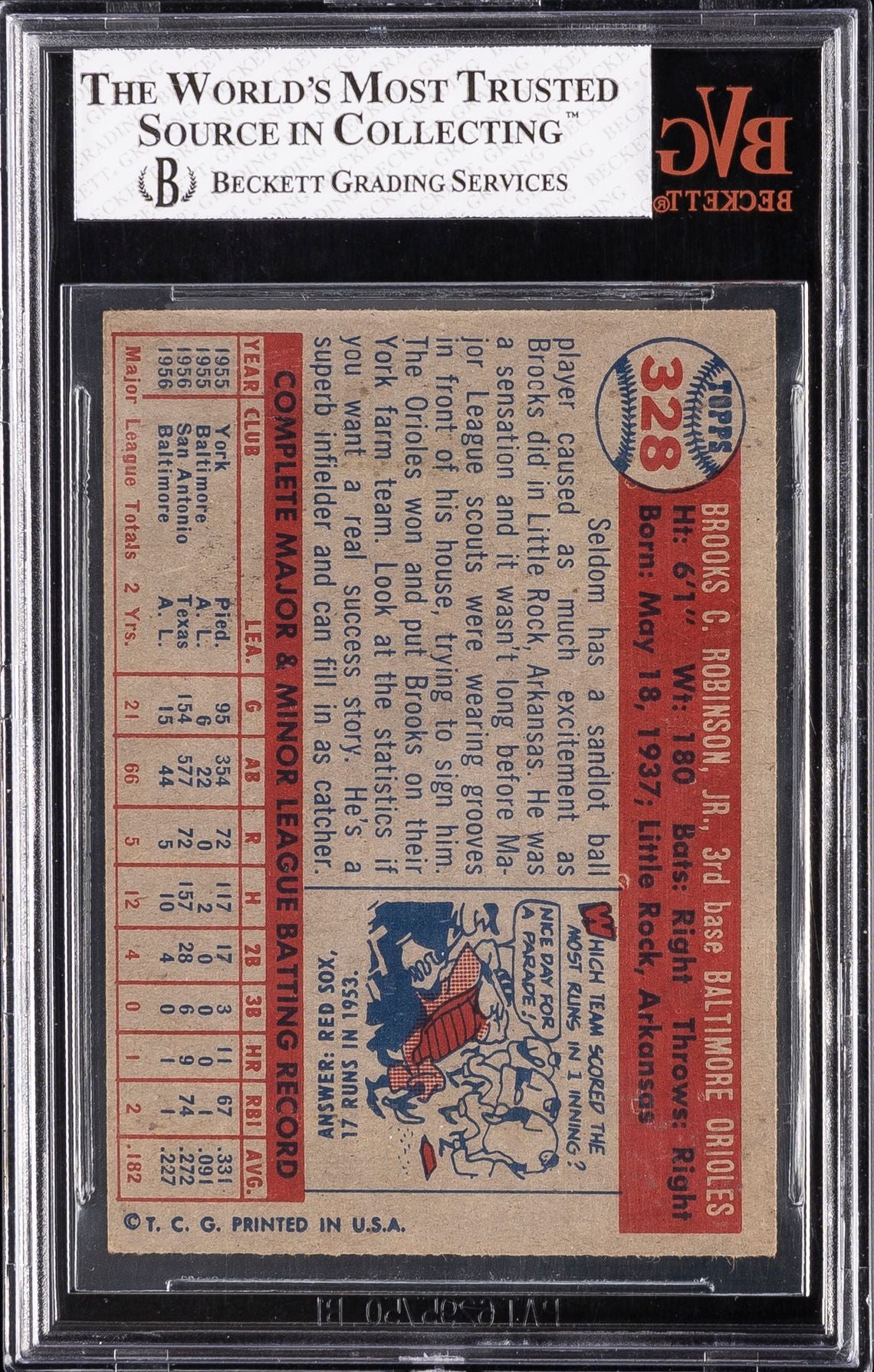 1957 Topps Brooks Robinson #328 Rookie BVG 7.5