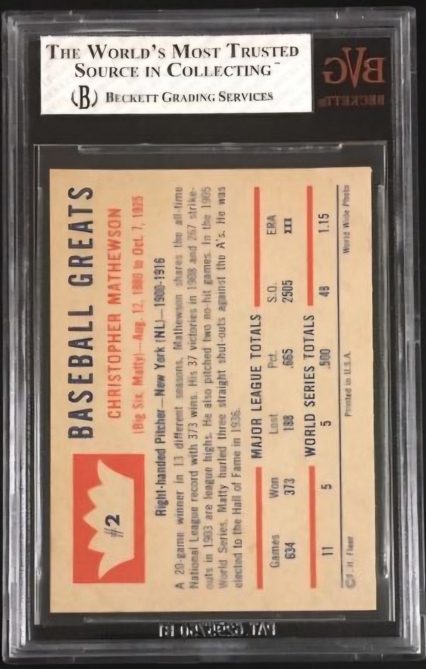1960 Fleer Christy Mathewson #2 BVG 8