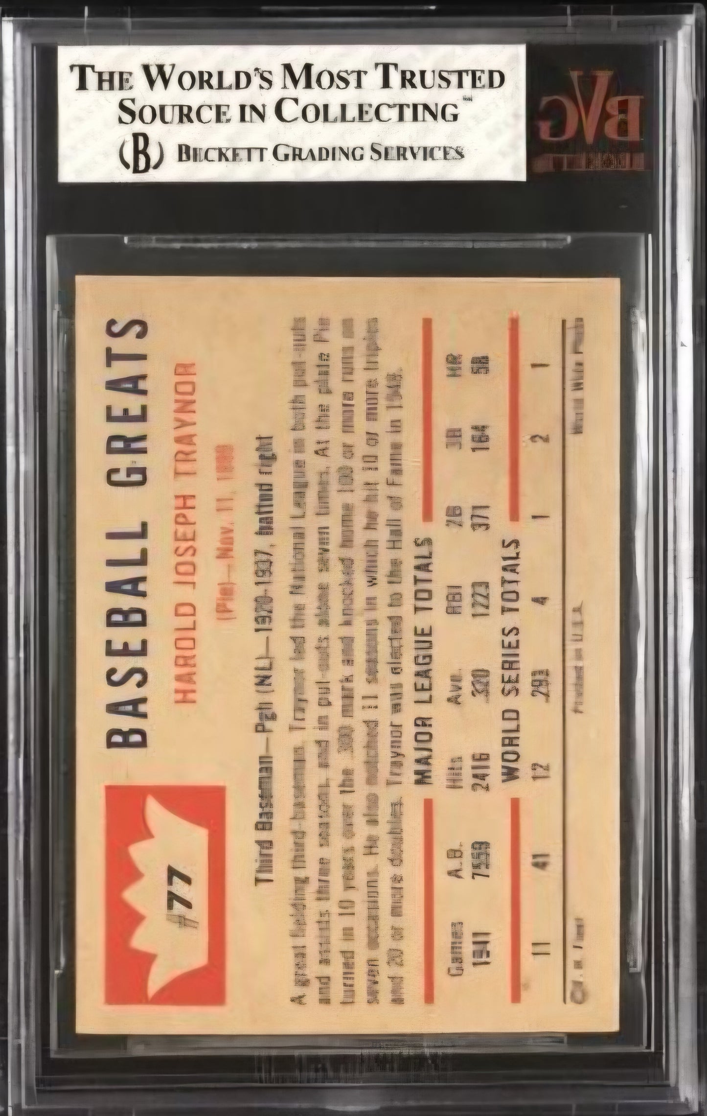 1960 Fleer Pie Traynor #77 BVG 8
