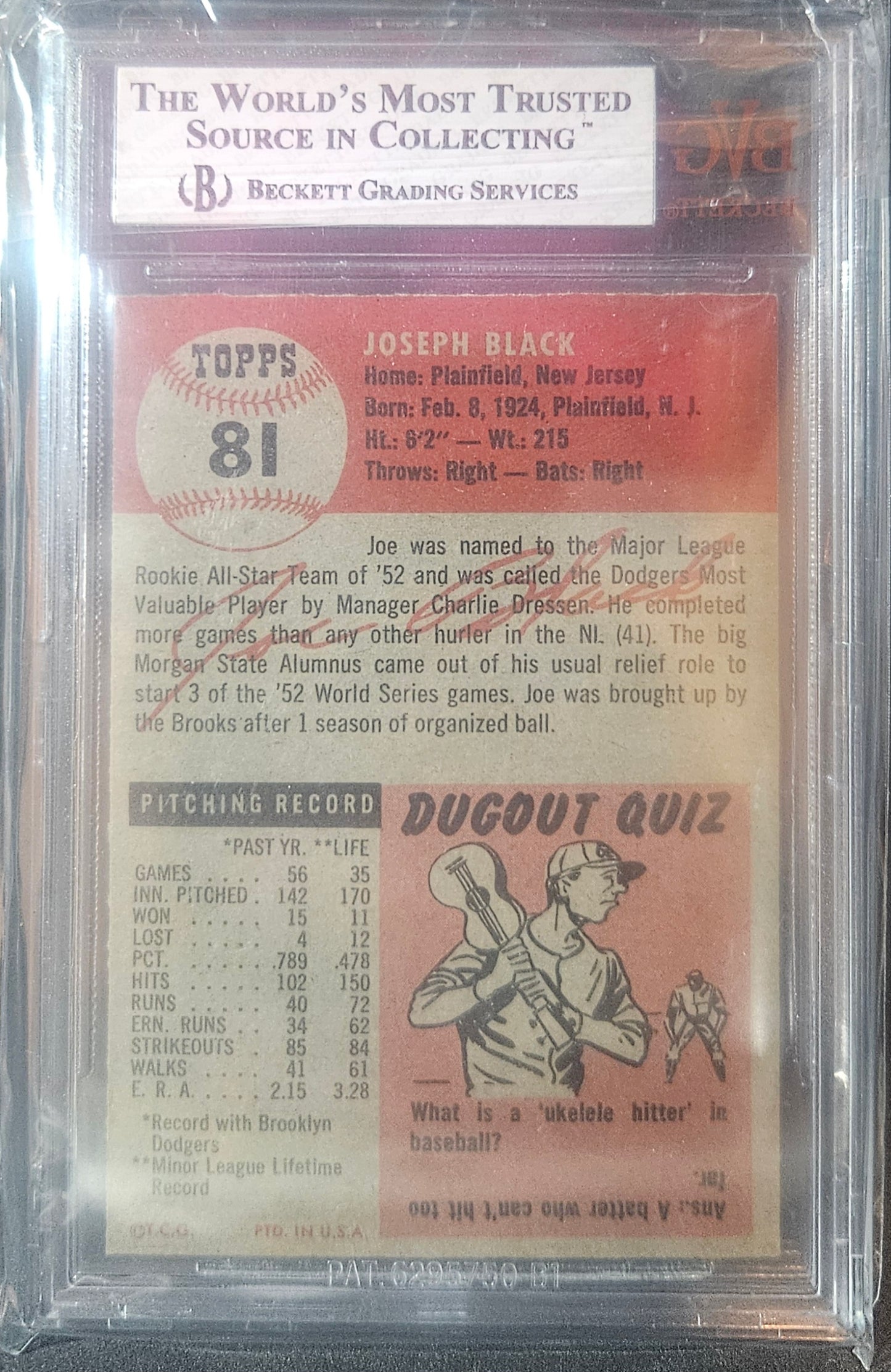 1953 Topps Joe Black SP #81 BVG 6.5