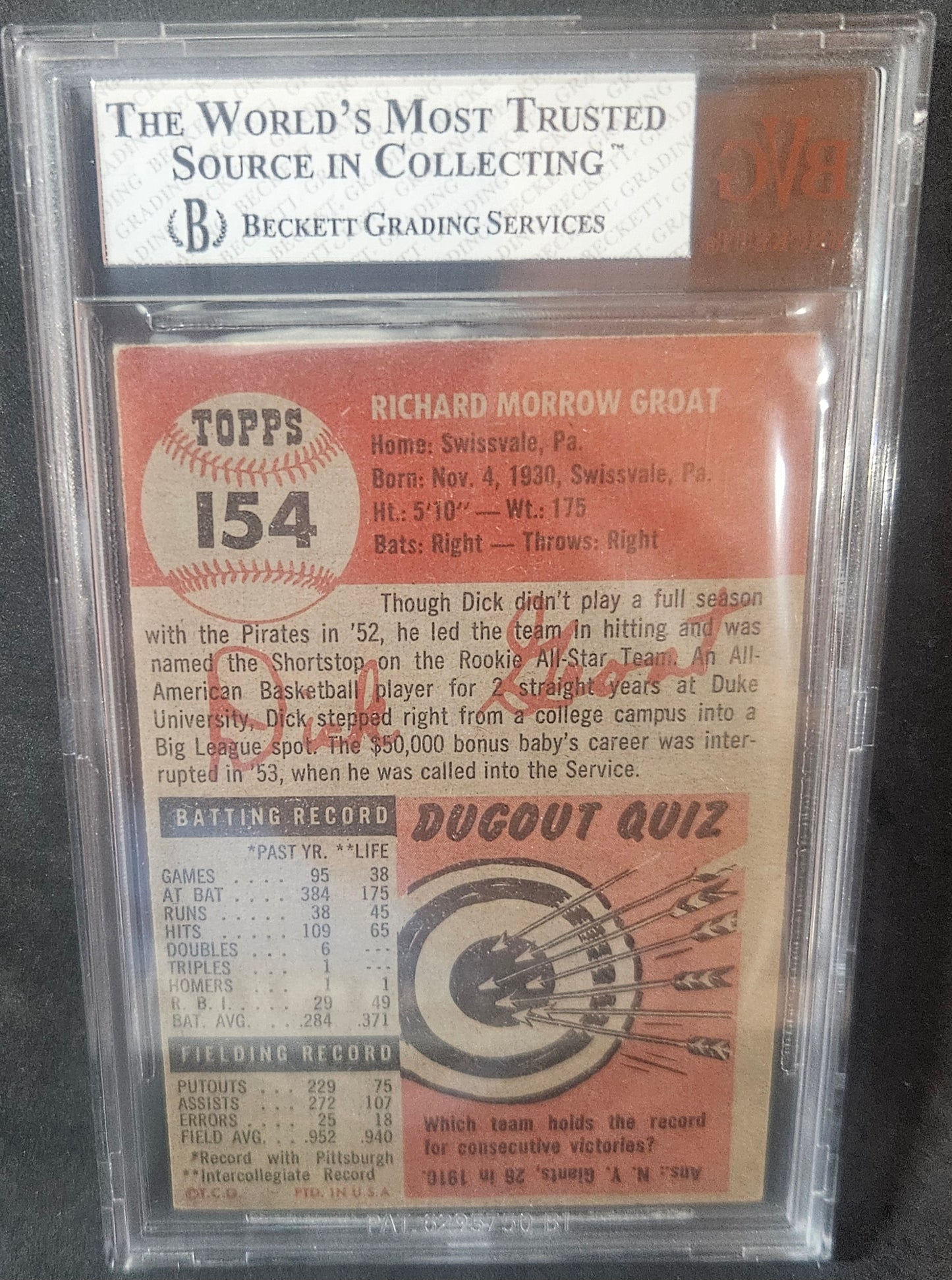 1953 Topps Dick Groat #154 BVG 5.5