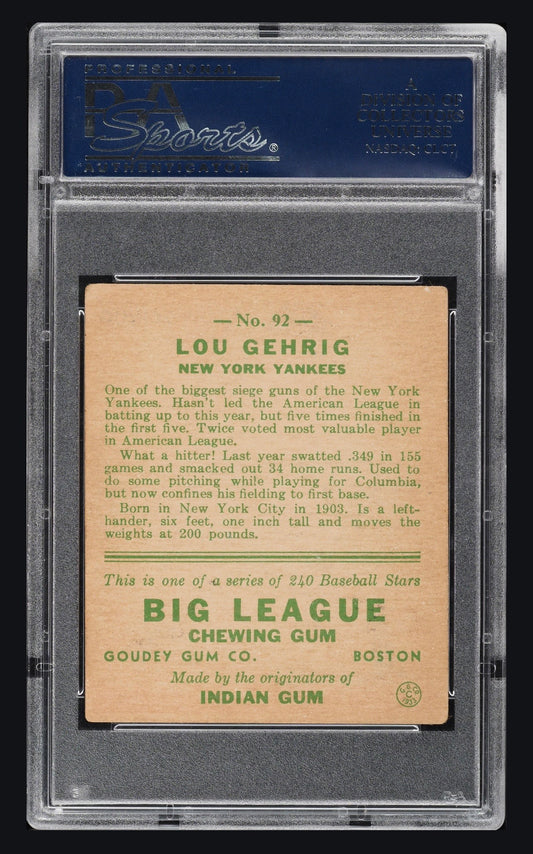 1933 Goudey Lou Gehrig #92 PSA 3.5