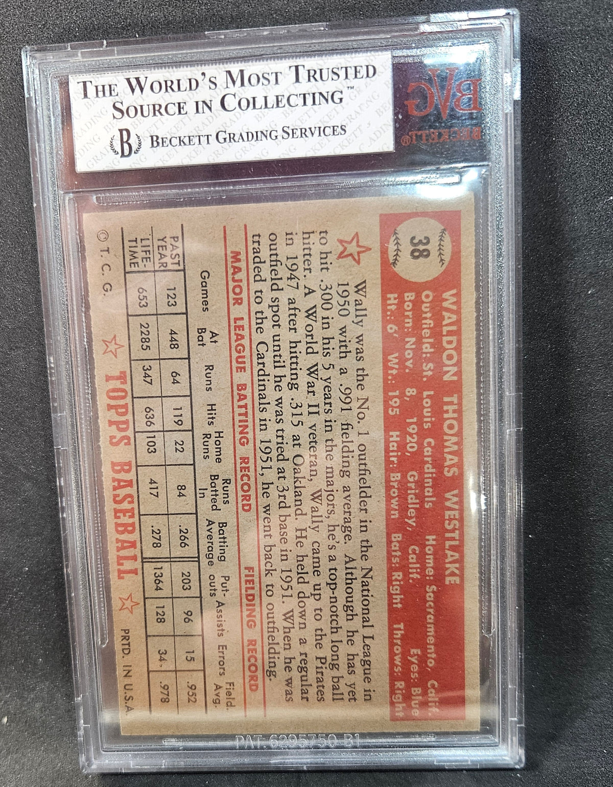 1952 Topps Wally Westlake #38 BVG 7