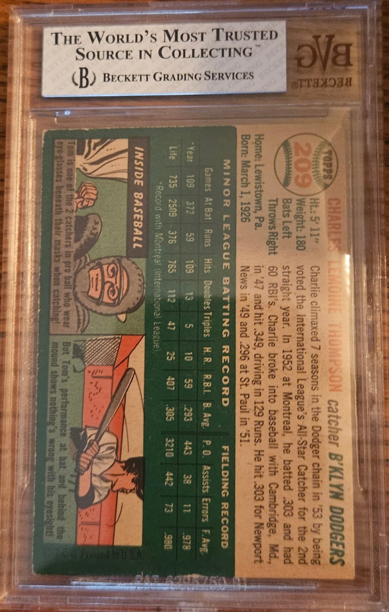 1954 Topps Chuck Thompson #209 BVG 7