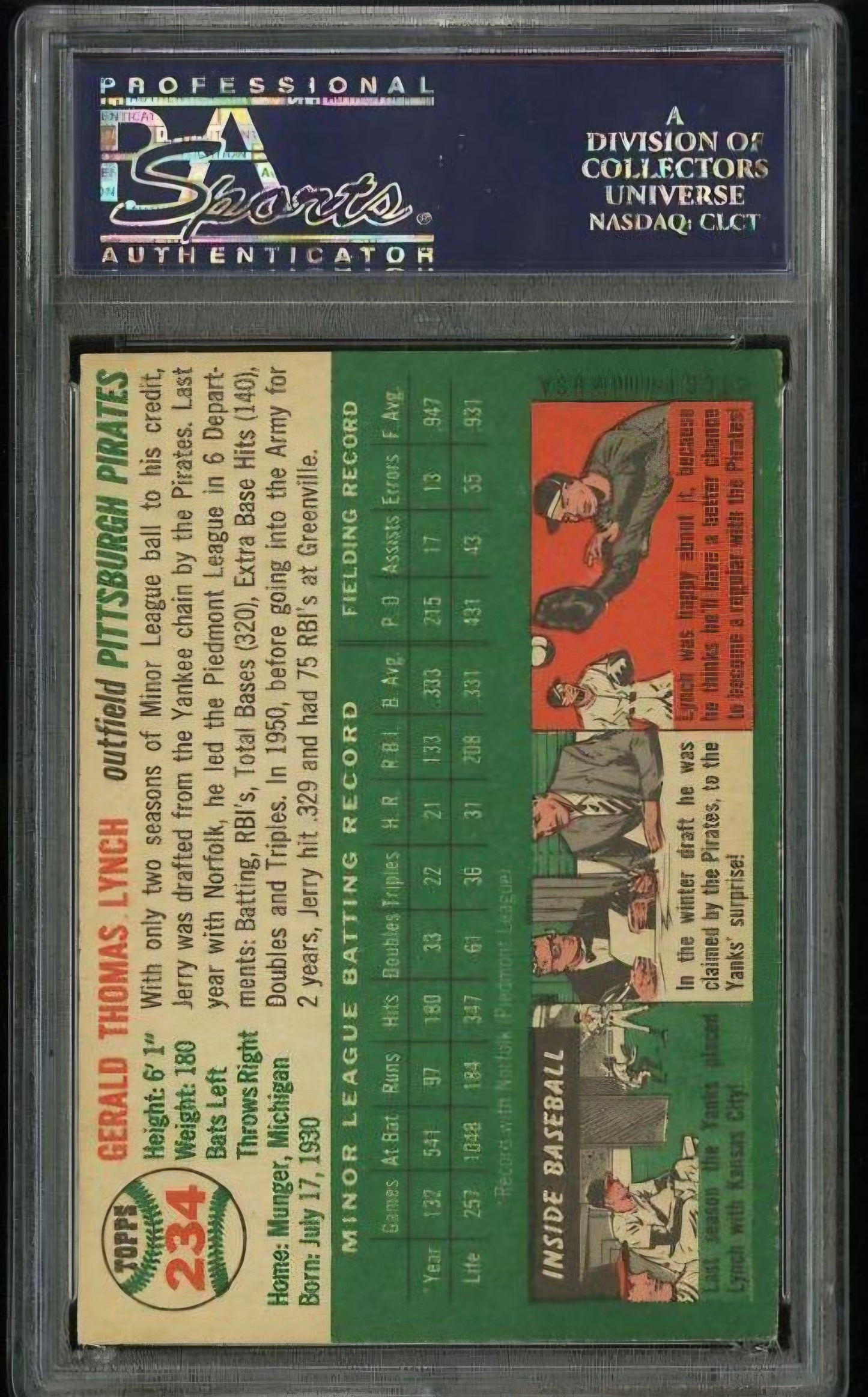 1954 Topps Jerry Lynch #234 Oc PSA 8
