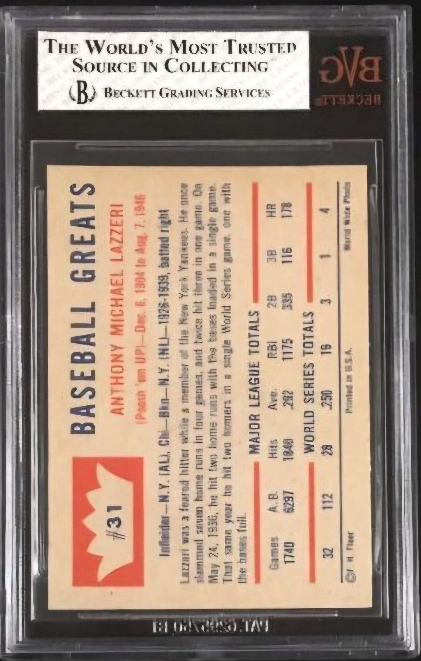1960 Fleer Tony Lazzeri DP #31 BVG 8