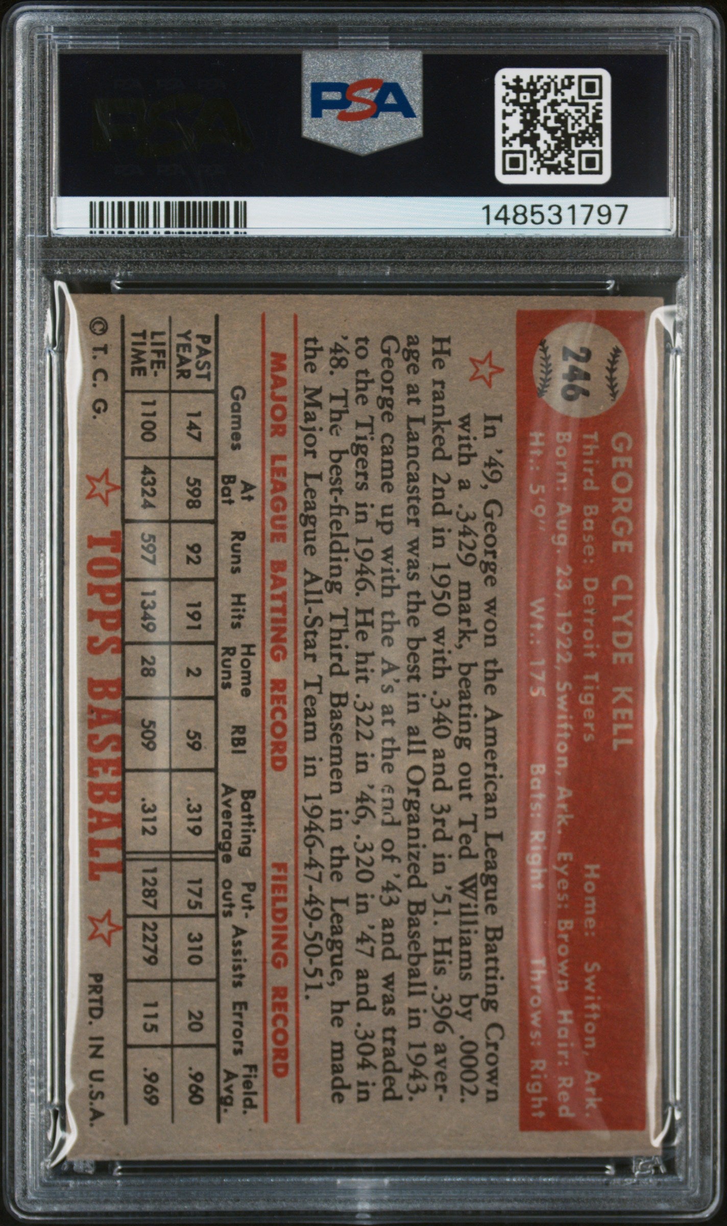 1952 Topps George Kell #246 PSA 6