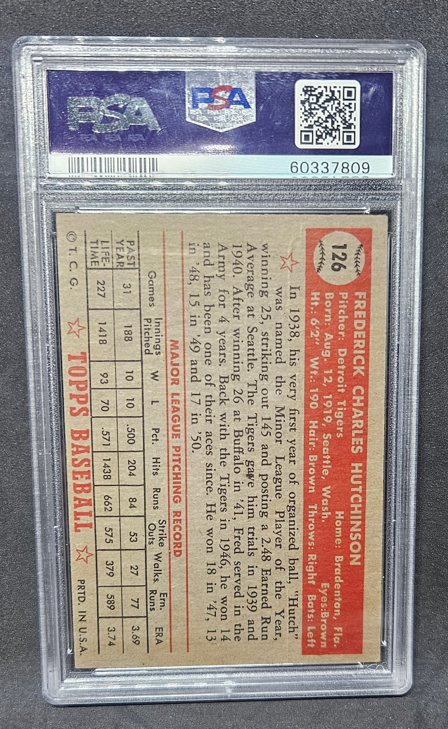1952 Topps Fred Hutchinson #126 PSA 2.5
