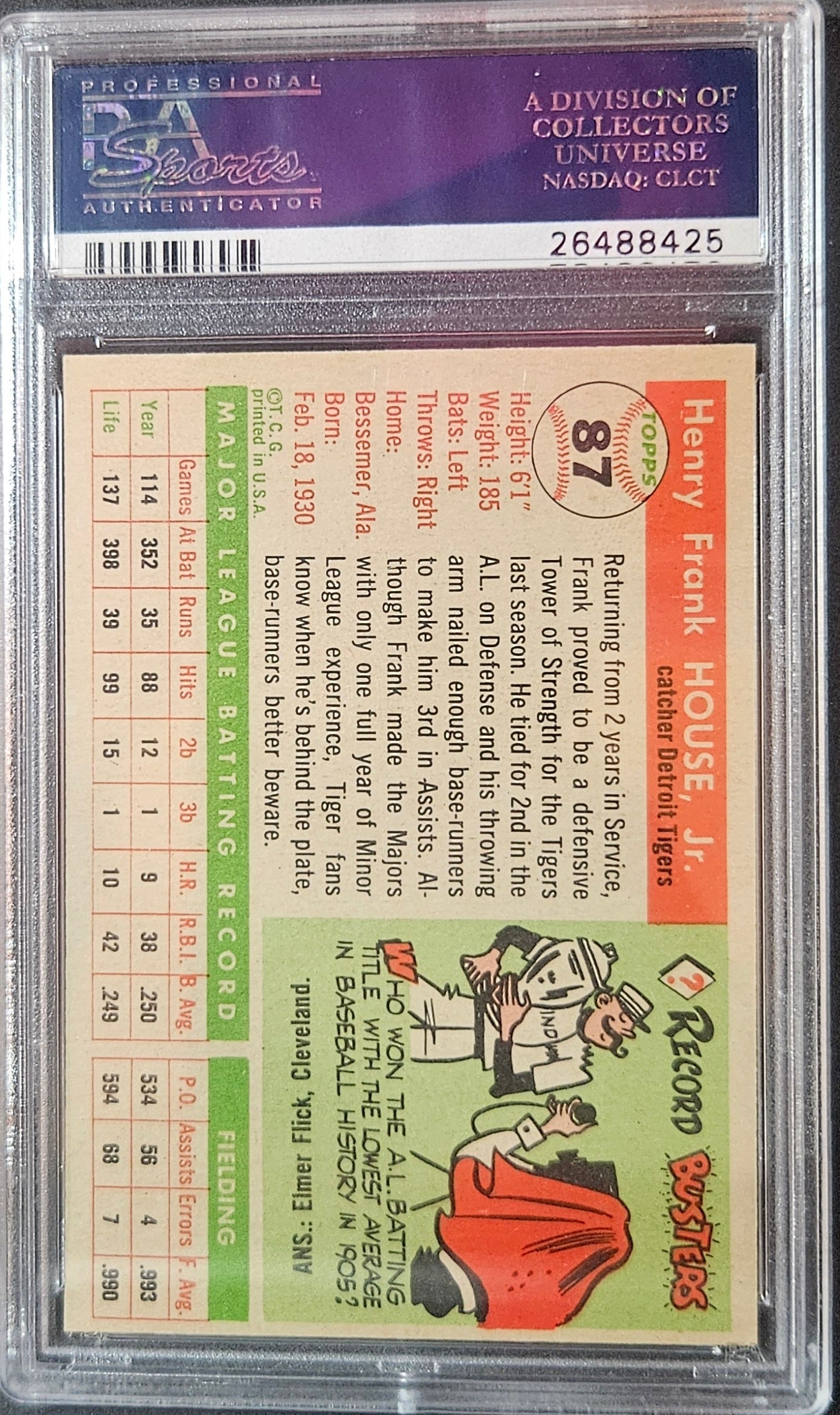 1955 Topps Frank House #87 PSA 7