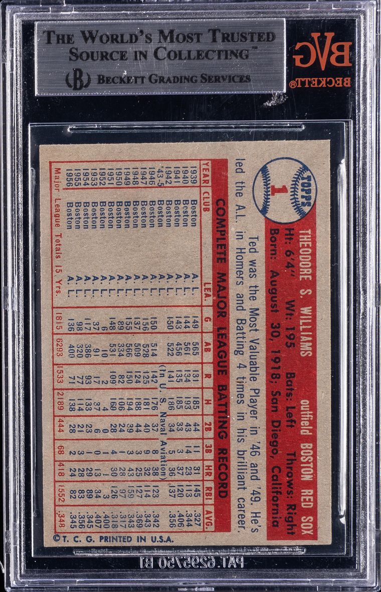 1957 Topps Ted Williams #1 BVG 8.5