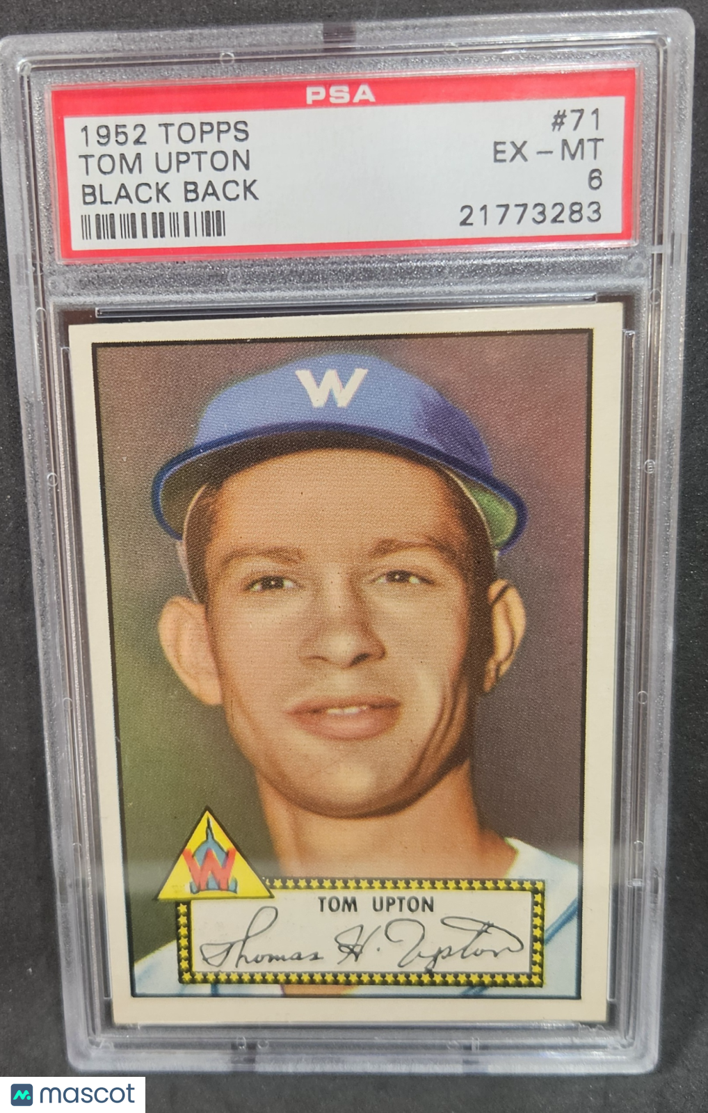 1952 Topps Tom Upton #71 PSA 6  black back