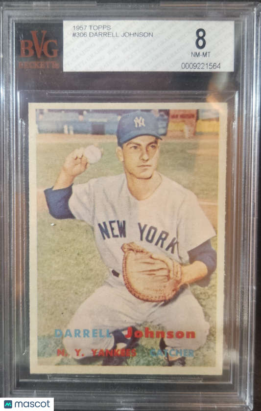 1957 Topps Darrell Johnson DP #306 Rookie BVG 8