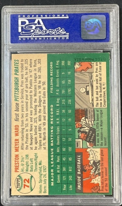 1954 Topps Preston Ward #72 Oc PSA 7