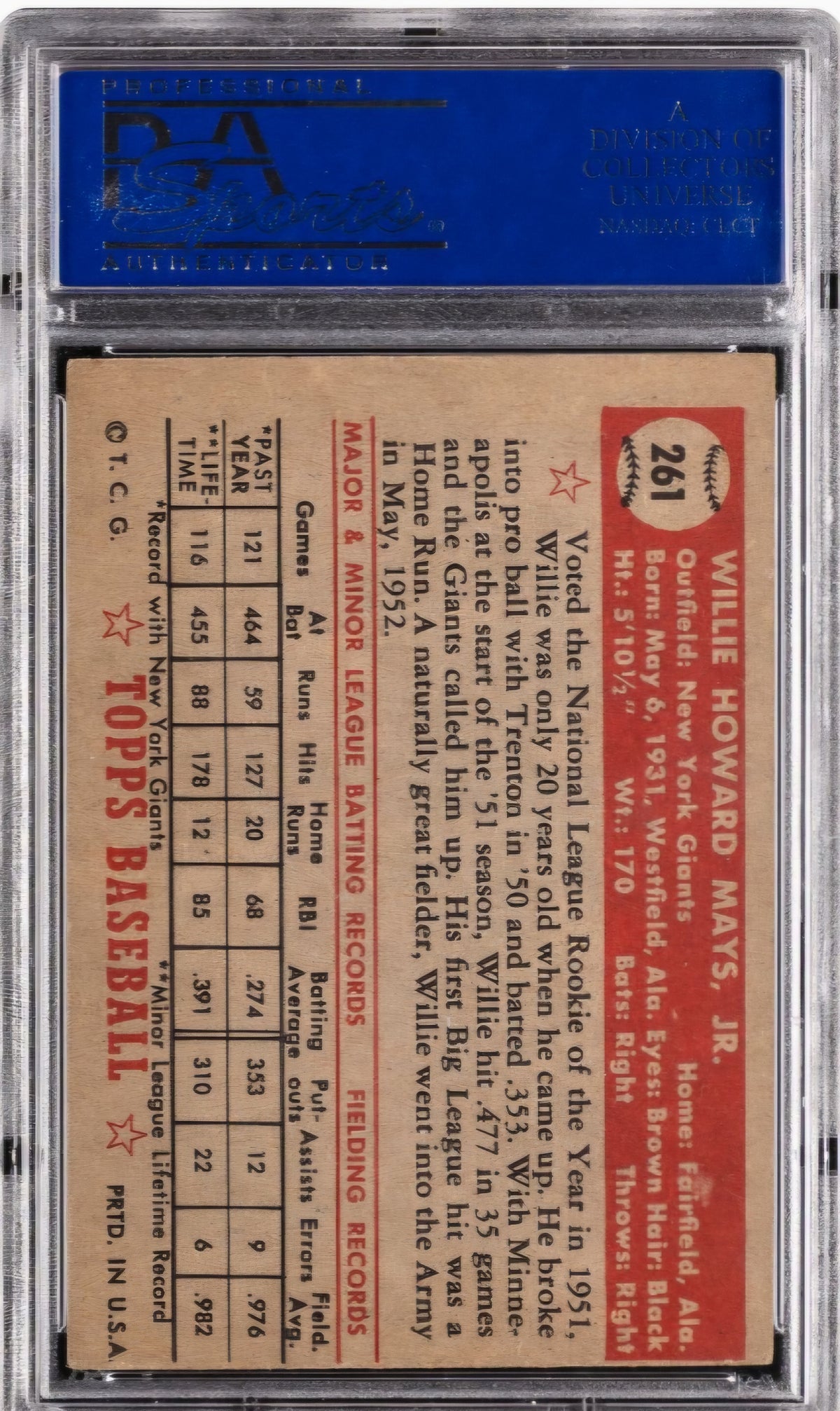 1952 Topps Willie Mays #261 PSA 5 cheapest psa 5 on ebay