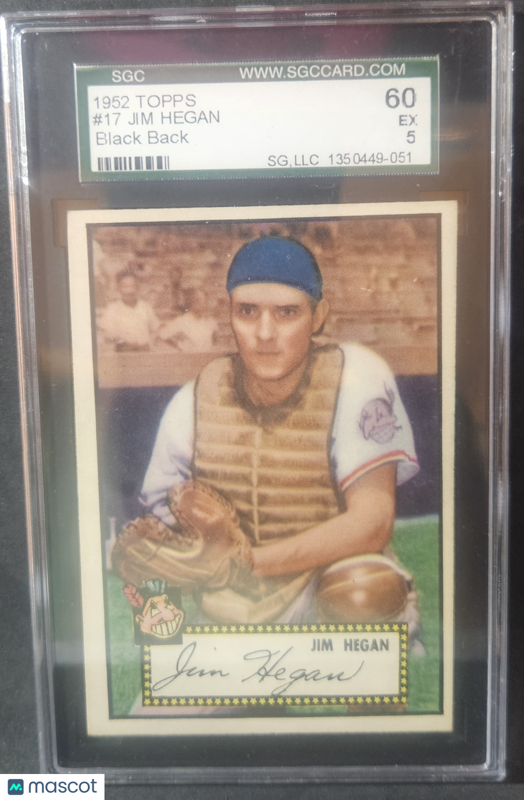 1952 Topps Jim Hegan #17 Black Back SGC 5
