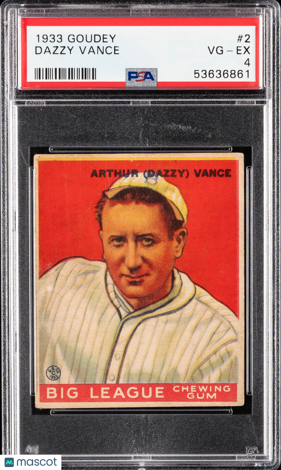 1933 Goudey Dazzy Vance #2 PSA 4