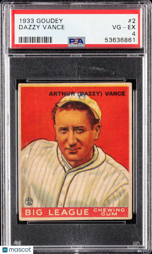 1933 Goudey Dazzy Vance #2 PSA 4