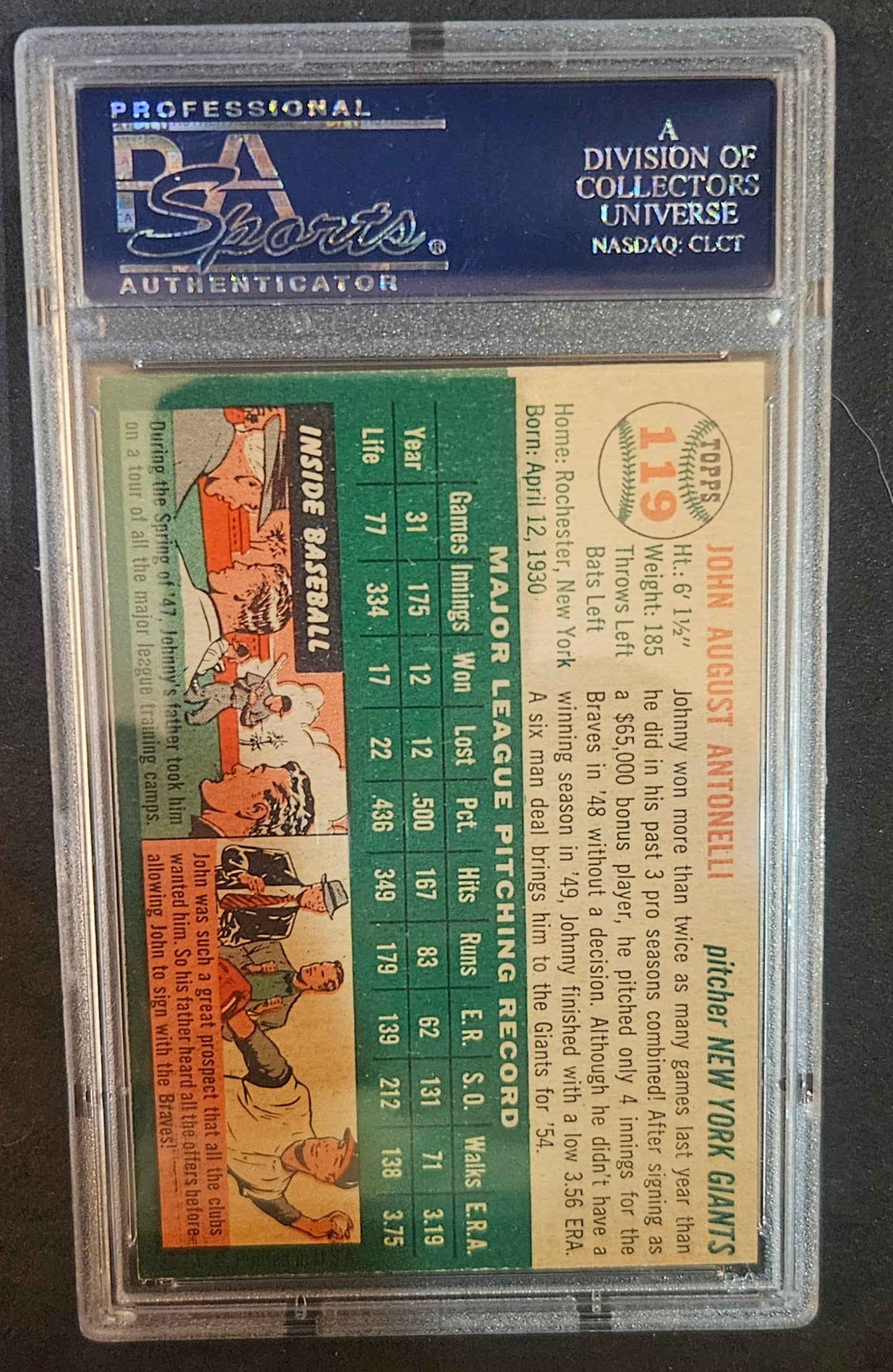 1954 Topps Johnny Antonelli #119 PSA 7