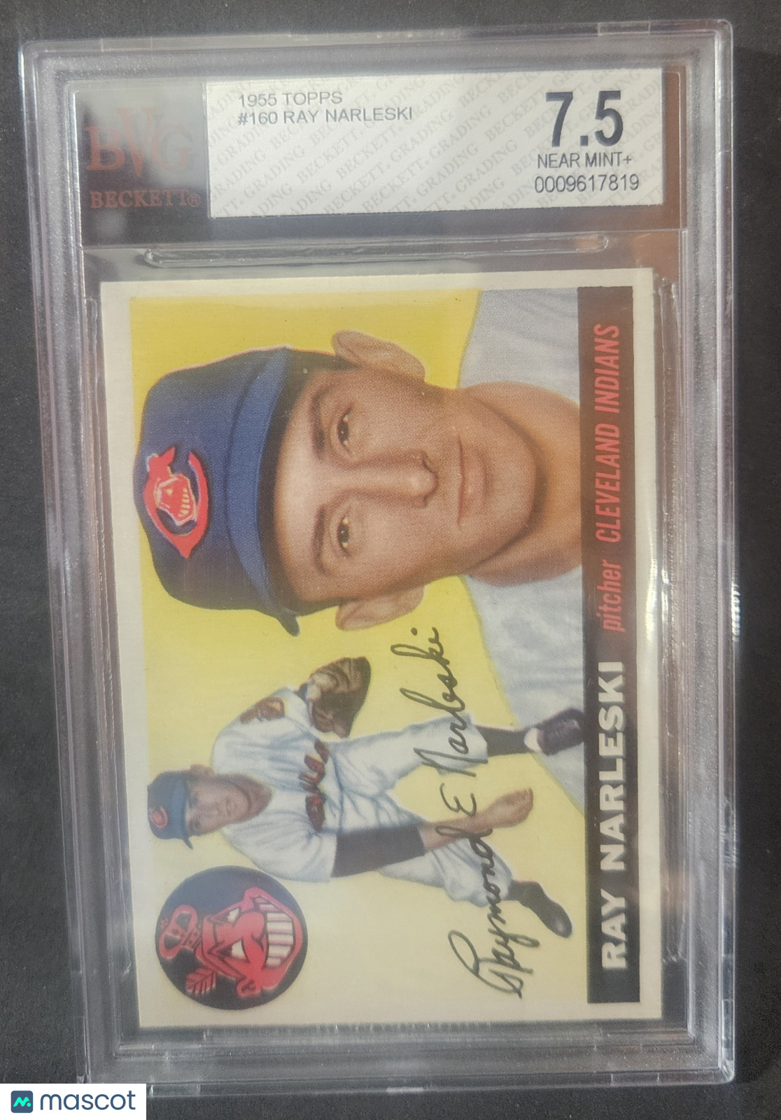1955 Topps Ray Narleski #160 Rookie BVG 7.5