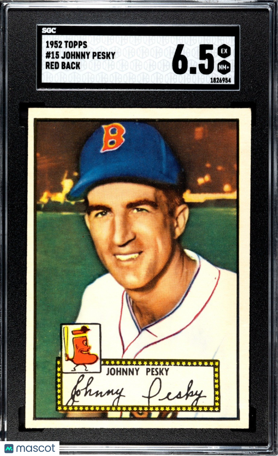 1952 Topps - Johnny Pesky #15 Red Back SGC 6.5