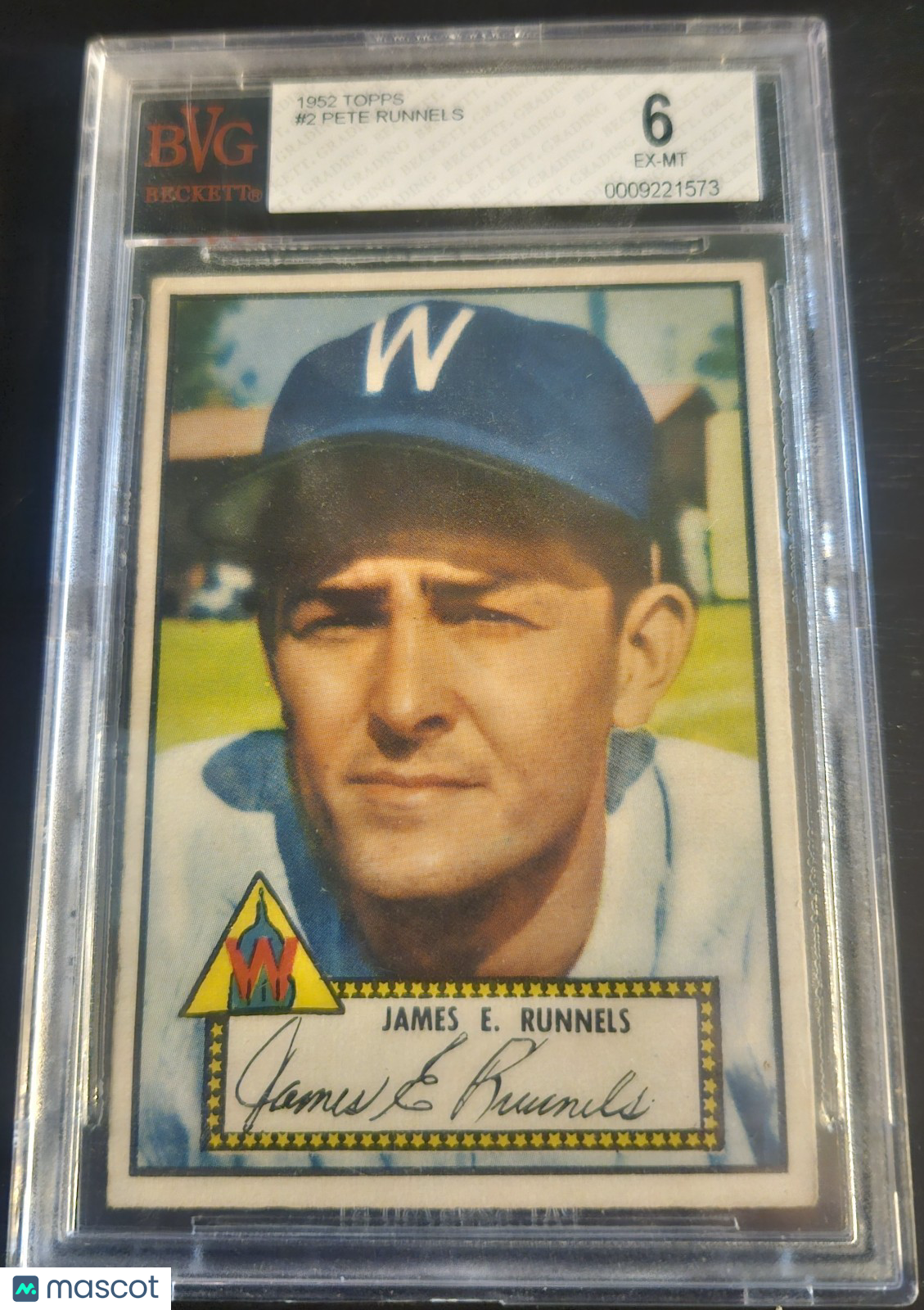 1952 Topps - James E. Runnels #2 Red Back Bvg 6
