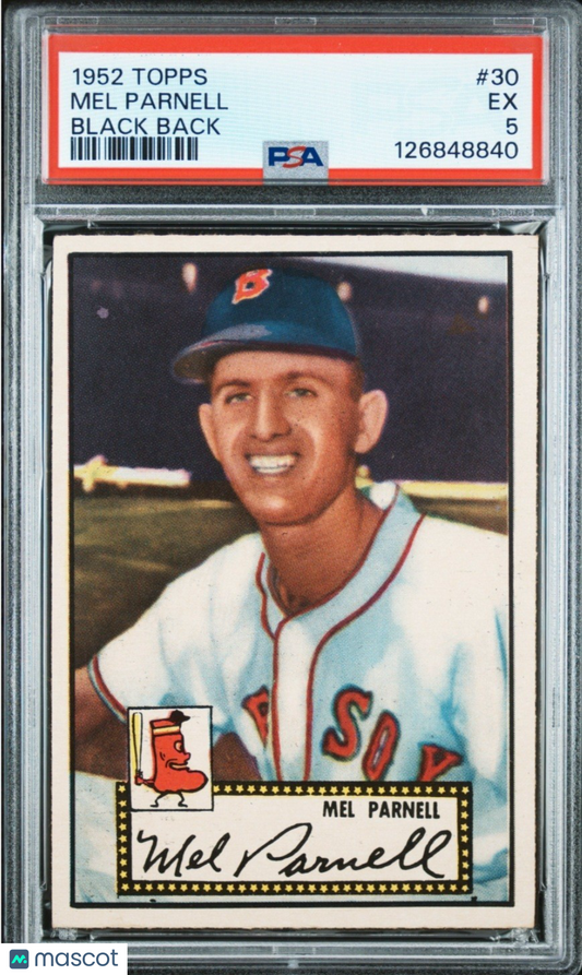 1952 Topps - Mel Parnell #30 Psa 5 Black Back