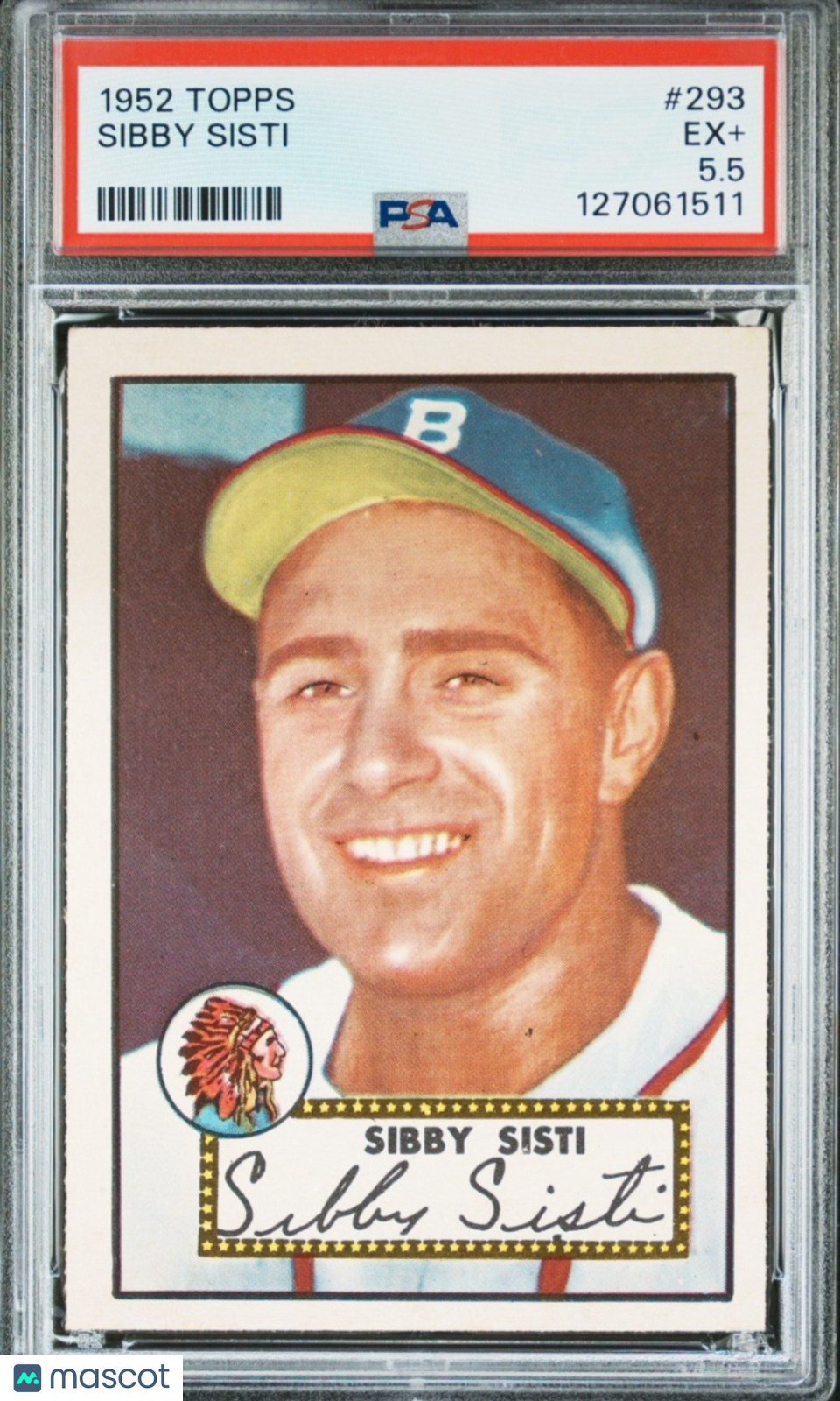 1952 Topps - Sibby Sisti #293 PSA 5.5 bright white and beautiful!