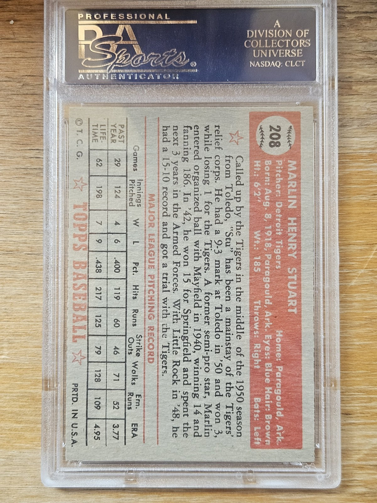 1952 Topps #208 Marlin Stuart - PSA 7