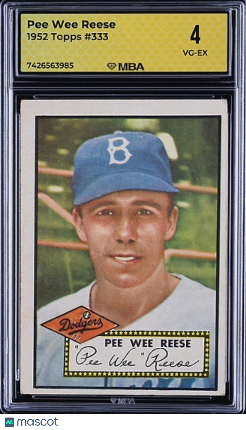 1952 Topps - High # Pee Wee Reese #333 MBA 4