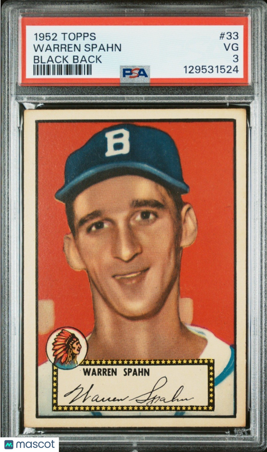 1952 Topps - Warren Spahn #33 Psa 3 Black Back