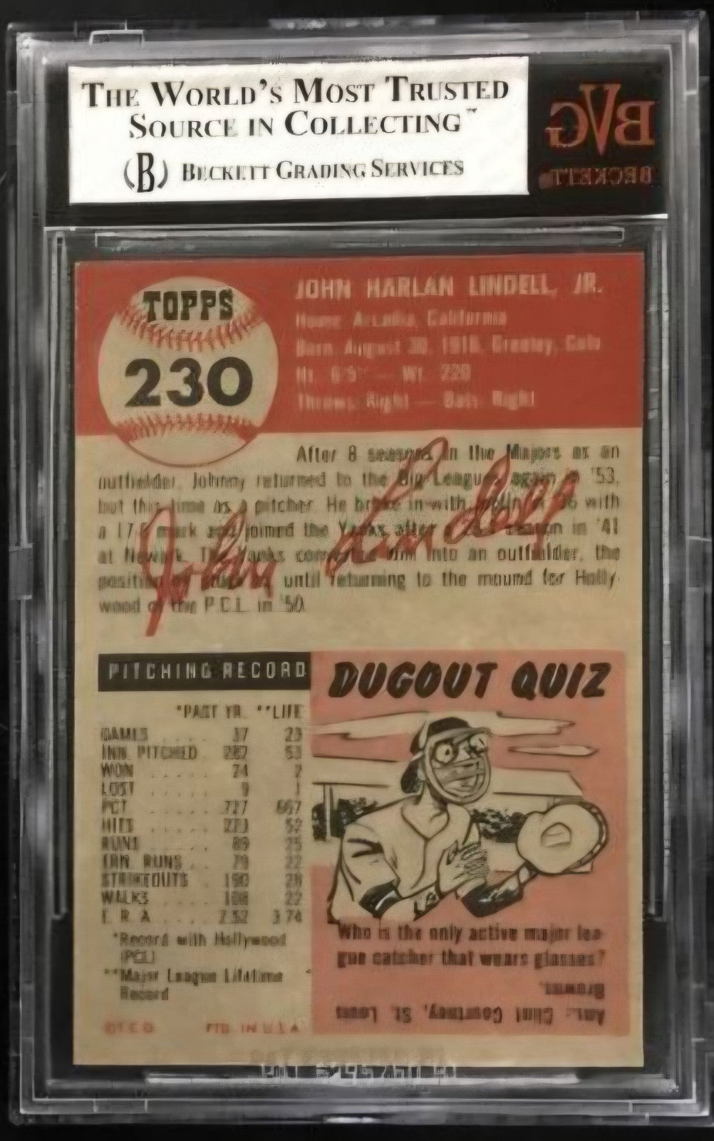 1953 Topps - High # Johnny Lindell #230 BVG 7.5