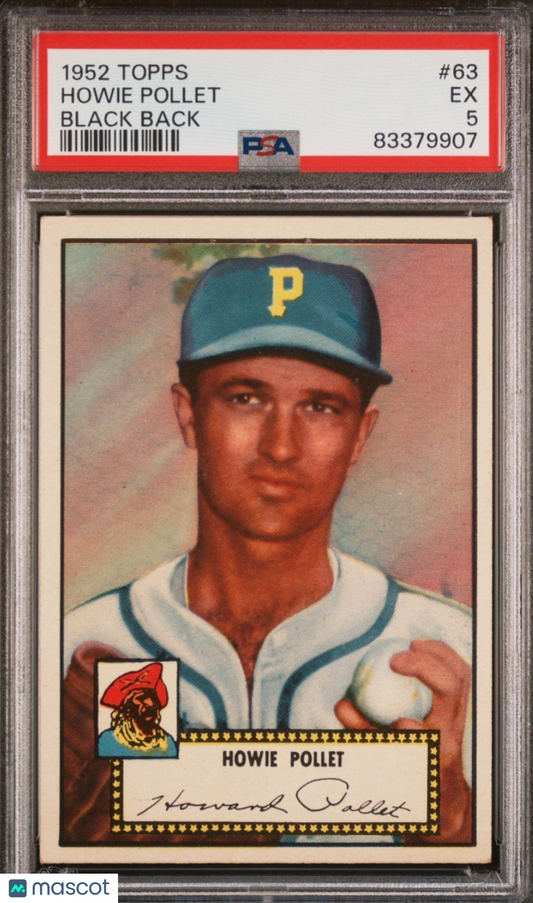 1952 Topps Howie Pollet #63 Black Back PSA 5