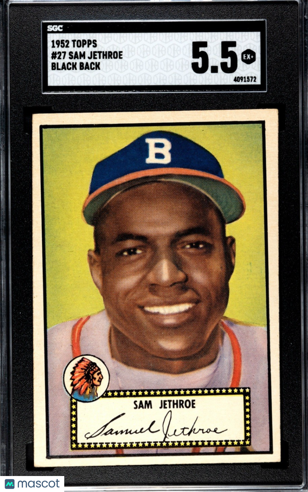 1952 Topps Sam Jethroe #27 Sgc 5.5 Black Back