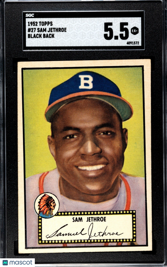 1952 Topps Sam Jethroe #27 Sgc 5.5 Black Back