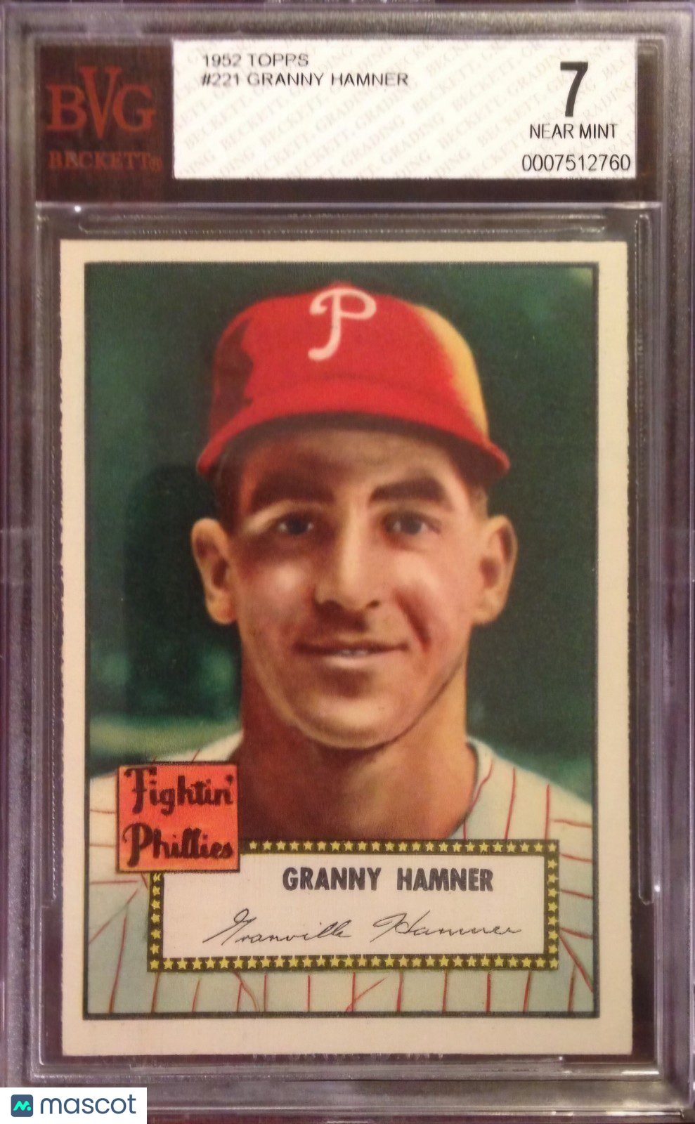 1952 Topps #221 Granny Hamner  BVG 7