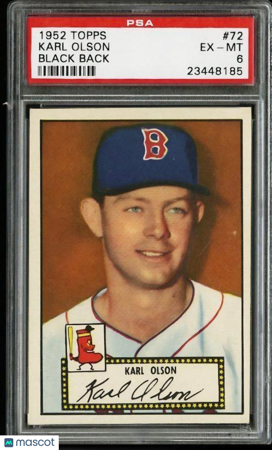 1952 Topps  #72 Karl Olson Black Back PSA 6 EX-MT