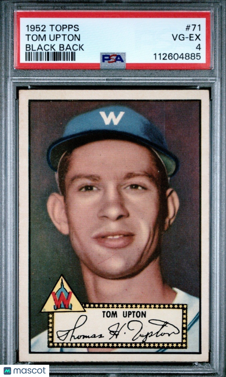1952 Topps Tom Upton #71 Psa 4 Black Back