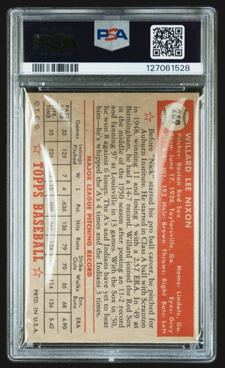 1952 Topps Semi-High  Willard Nixon #269 PSA 4