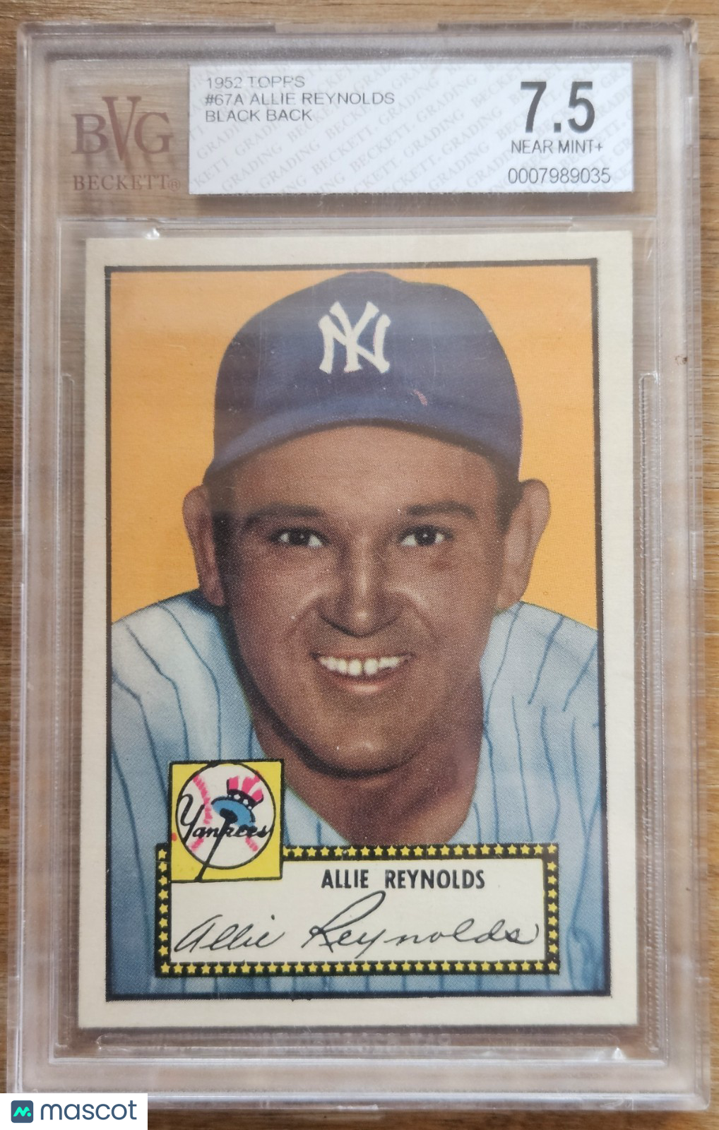 1952 Topps - Allie Reynolds #67 Black Back BVG 7.5