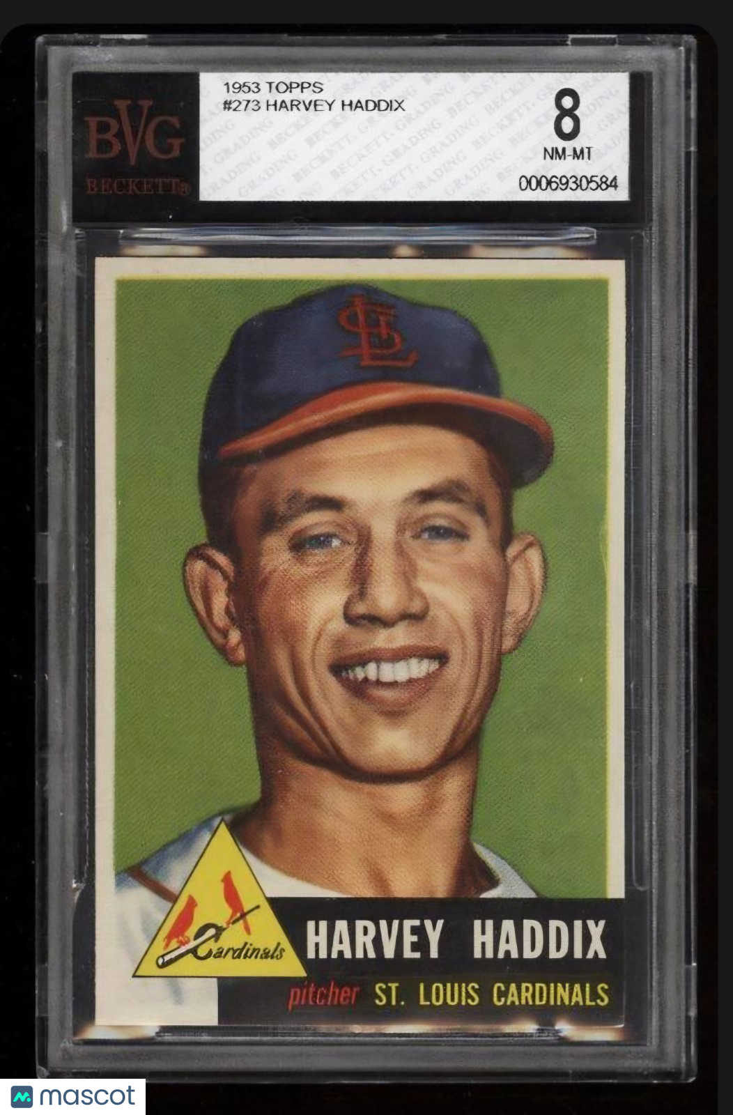 1953 Topps  Harvey Haddix #273 (RC) Short print BVG 8