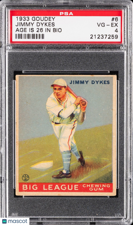 1933 Goudey Jimmy Dykes #6 Age Is 26 In Bio PSA 4