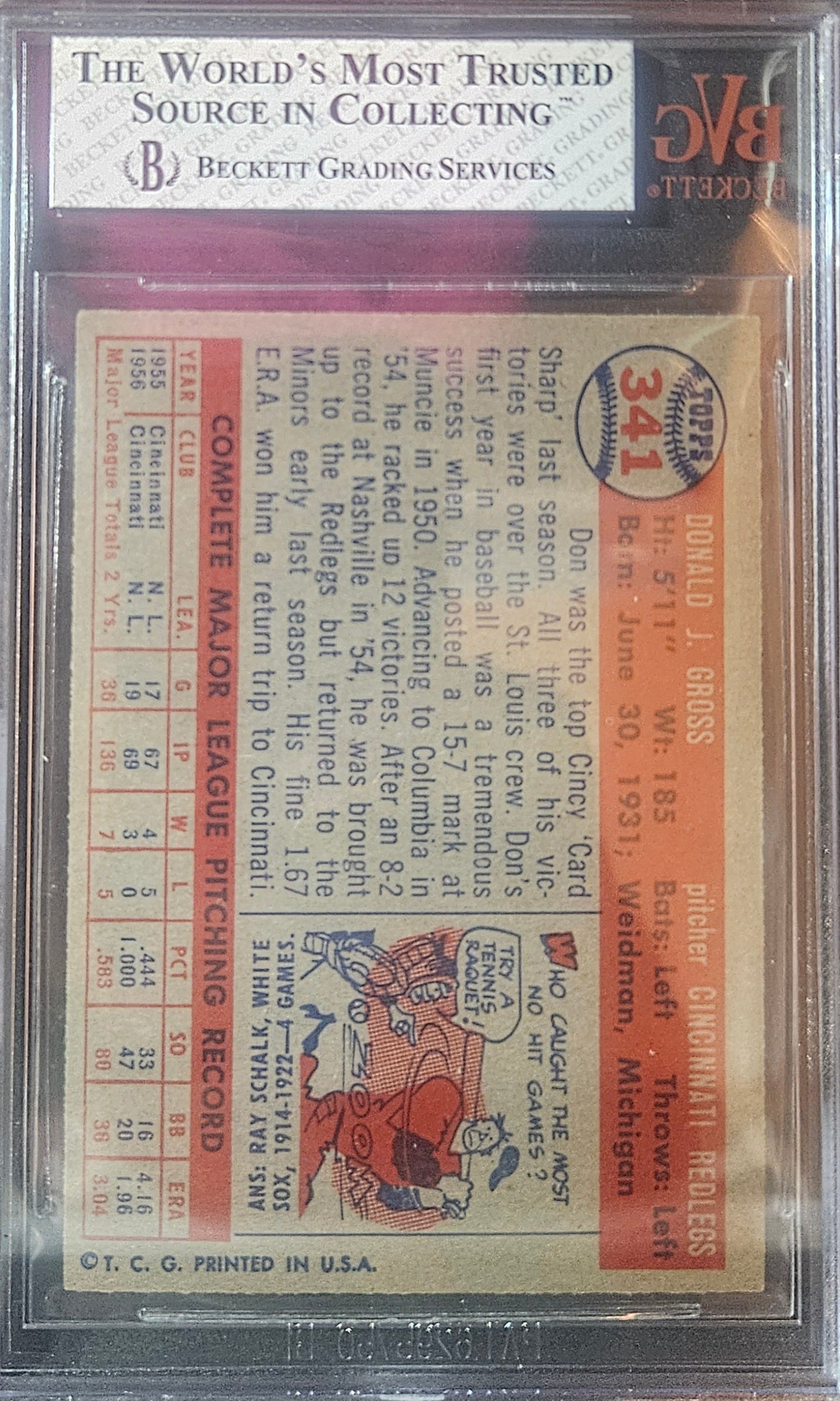 1957 Topps Don Gross #341 Rookie BVG 8